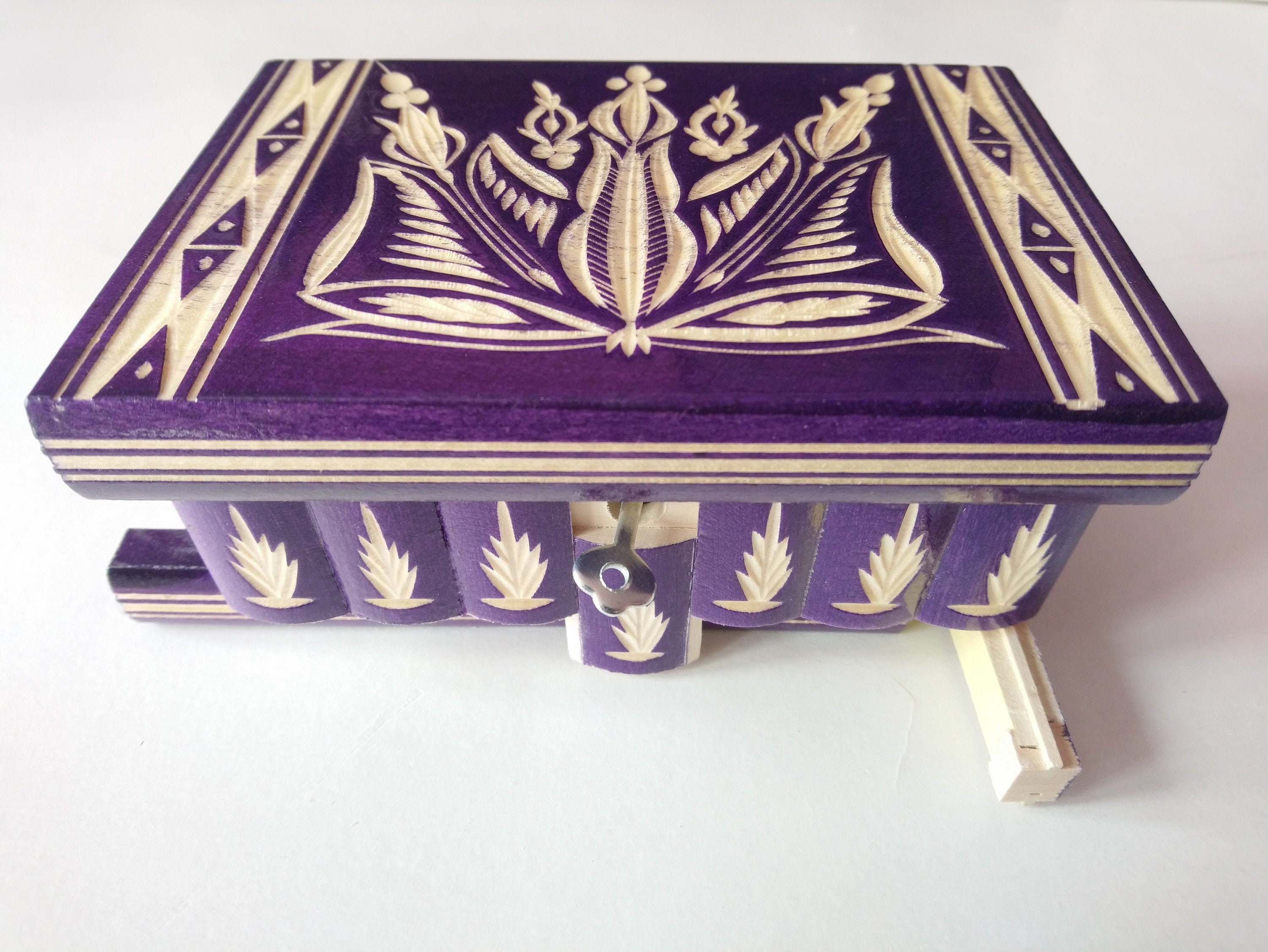 Puzzle Box Jewelry Box Magic Box New Violet Wooden Mystery Etsy