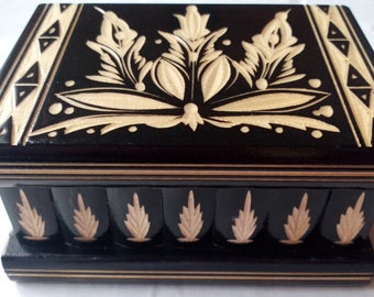 Wooden puzzle jewelry box magic box brain teaser new black special handcarved,handmade ,secret box,storage box,flower box