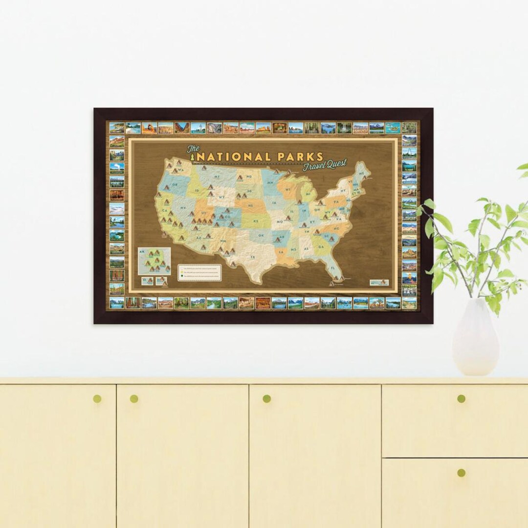 Framed National Parks Travel Map With Personalization FREE SHIPPING Etsy