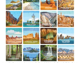 Build Your Own Coaster Set of 4 - National Parks - ALL 63 National Parks Available!  Enter Choices in &quot;Notes&quot; at checkout to make your set