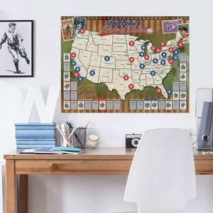 NOUVEAU 2024 ! Poster à gratter de carte de voyage Ballpark