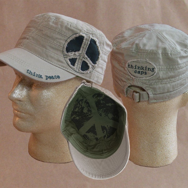 Think PEACE! 100% Organic Cotton Corps-Style Thinking Cap