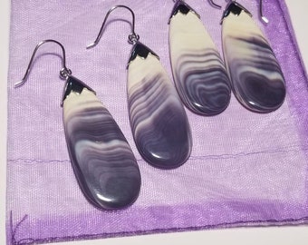 1 pair Long Oval Thin Wampum jewelry with sterling silver Earrings*promo photos
