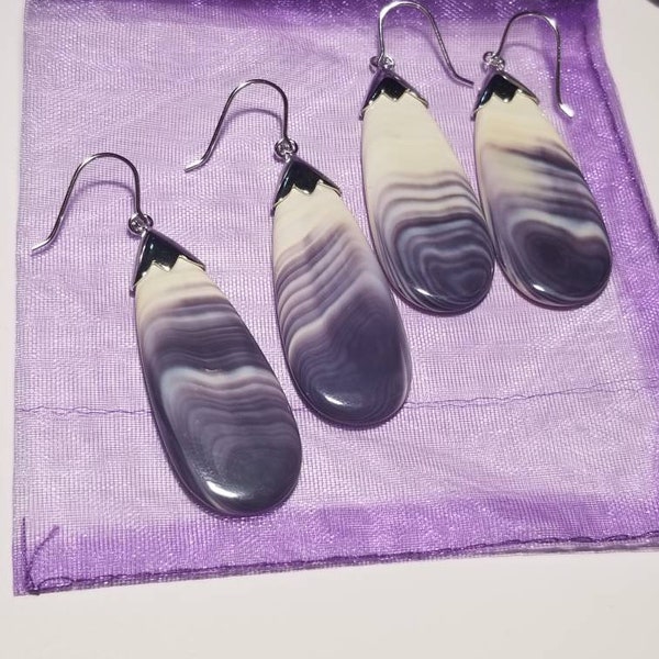 1 pair Long Oval Thin Wampum jewelry with sterling silver Earrings*promo photos