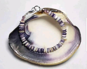 1 Wampum bead jewelry Clam Bracelet made with large 8mm*promo photo