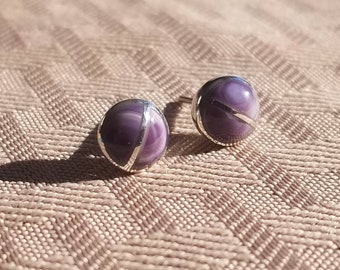 1 pair of 8mm round Quality sterling silver line Wampum jewelry round Studs*promo photo