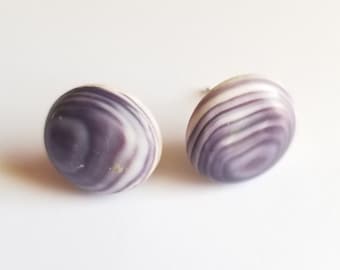 1 pair of Round Wampum jewelry earrings large Studs on silverpost *promo photo