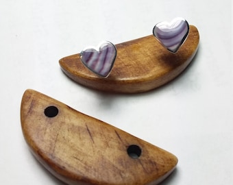 1 pair of 8mm Quality sterling  silver Heart Wampum jewelry Studs*promo photo