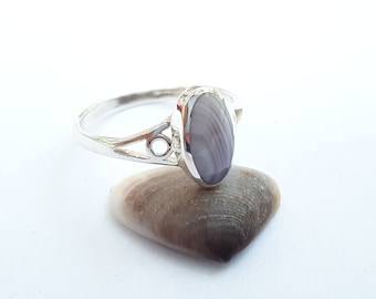 Real Wampum sterling silver ring with thin band sizes #5-9