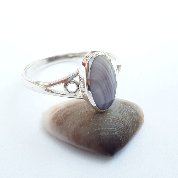 Real Wampum sterling silver ring with thin band sizes #5-9