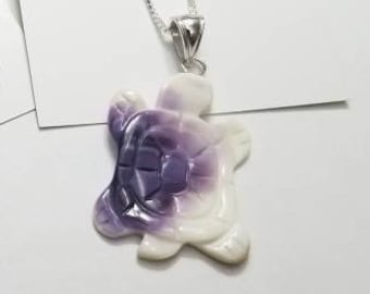 1 Turtle Pendant wampum jewelry with sterling silver chain*promo photo
