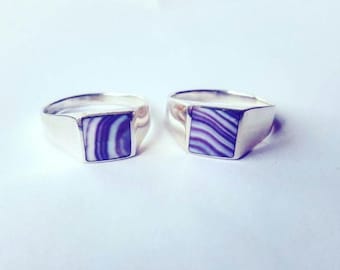 1 Square Wampum sterling silver ring choose from sizes #5-#13