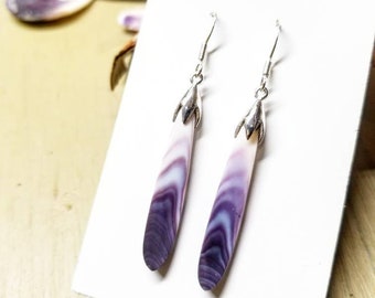 1 pair Thin long Post Wampum jewelry sterling silver Earrings*promo photo