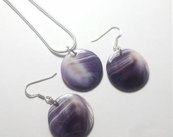 1 Wampum 1 inch Round pendant, 1 chain, and 1 pair earrings jewelry set * promo photo