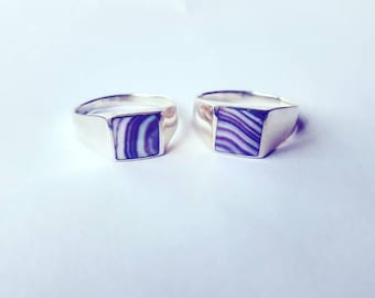 1 Square Wampum sterling silver ring choose from sizes #5-#13