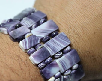 1 Wampum Rectangle Bead double hole 14x10mm bracelet choose a size