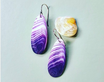 1 pair Long oval Thin thickness Wampum jewelry Earrings*promo photos