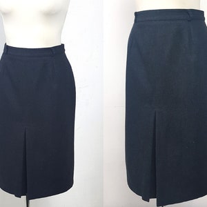Vintage 80&#39;s Skirt Warm Autumn Winter Gray High Waist Wool UK16 EU42