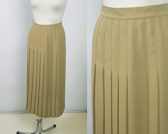 Vintage 's Skirt Pleated High Waist Yellow Olive   Etsy