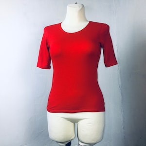 Vintage 80er Top T-Shirt MarcO&#39;polo Kurzärmelig Seidig EU34/36 UK8/10