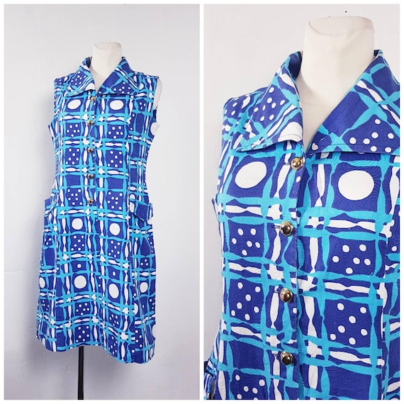 Vintage 70's Dress Mod Scooter Shirtwaist A-line … - image 1