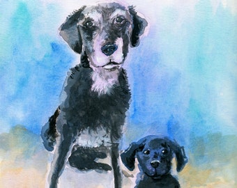 Dog Memorial Watercolor Painting by Jarrett J. Krosoczka