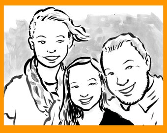 Your Family of 3 drawn by Jarrett J. Krosoczka!