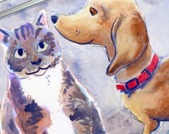 Your Two Pets Painted in Watercolors by Jarrett J. Krosoczka