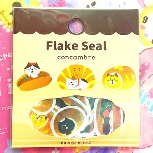 Bread toast cat Japanese kawaii cat sticker flakes Kawaii food bakery neko stickers Japanese brand Concombre stickers Kawaii cute stationery