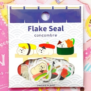 Sushi cat Japanese kawaii sticker flakes Kawaii cat stickers Japanese brand Concombre stickers Cute neko Kawaii stationery sticker sacks