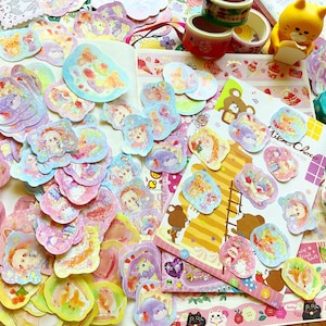 32 Kawaii sticker flakes Cute animal sticker flakes Kawaii stationery Sticker grab bag Sticker sack Random sticker flakes Cute stationery