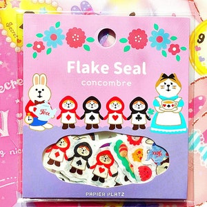 Cat Alice in Wonderland Japanese kawaii cat sticker flakes Kawaii neko stickers Japanese brand Concombre stickers Kawaii cute cat stationery