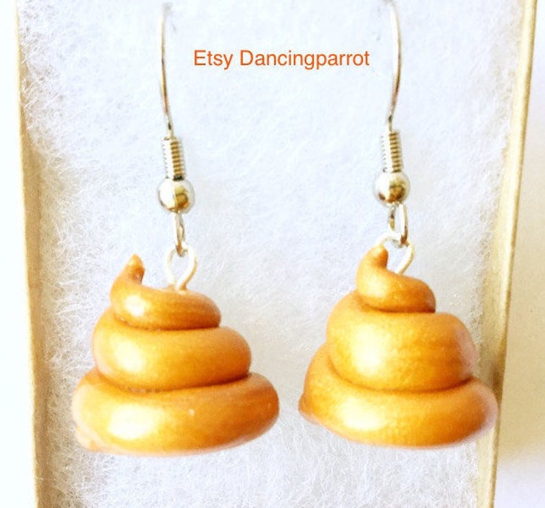 Handmade poop earrings Golden poop jewelry White elephant gift Etsy