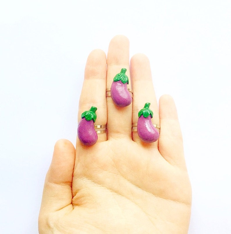 Eggplant Rings Eggplant Jewelry Vegetable Rings Vegetable Etsy