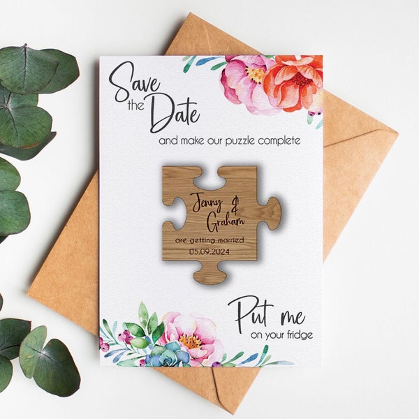 Save the Date Magnet, Save The Date Magnet with Cards, Personalised Save the Date, Wooden Heart Save The Dates, Puzzle Save The Date 18