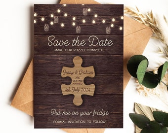 Save the Date Magnet, Save The Date Magnet with Cards, Personalised Save the Date, Wooden Heart Save The Dates, Puzzle Save The Date 04