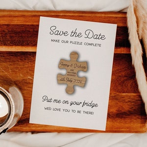 Save the Date Magnet, Save The Date Magnet with Cards, Personalised Save the Date, Wooden Heart Save The Dates, Puzzle Save The Date 01