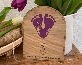 Mother's Day Foot print Gift | Personalised Mother's Day Sign | First Mother's Day Sign | Mother's Day Gift | Foot print Flowers for Mum