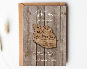 Wooden Magnet Save the Date, Magnet Save the Date, Wooden Save the Date, Acorn Save The Date, Autumn Save the date, Acorn07