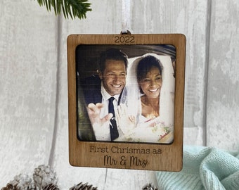 Personalised First Christmas as Mr & Mrs | First Christmas Bauble | Photo Christmas Decoration | First Christmas as Mr and Mr | Mrs and Mrs