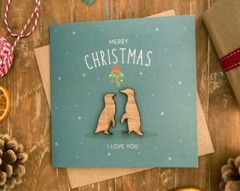 Penguin Christmas Card | I Love You Card | Couples Christmas Card | Personalised Christmas Card | Couples Holiday Card | Holiday Card