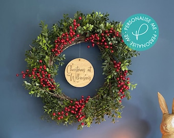 Personalised Christmas Wreath Plaque | Indoor Christmas Wreath Sign | Wreath Plaque | Christmas Wreath | Christmas Wreath Centre Decoration