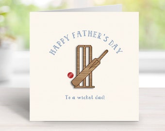 Cricket Father's Day Card, To a Wicket Dad Father's Day Card, Cricket Greeting Card, Cricket Pun Father's Day Card, Sports Father's Day Card