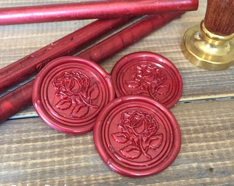 Rose Wax Seal Stamp | Self Adhesive Wax Seal | Wax Seal | Peel n Stick Wax Seal | Wedding Wax Seal | Save The Dates | Leaf Wax Seal