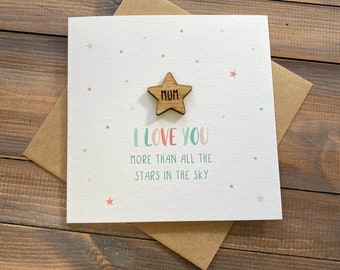 Mothers Day card | I love you more than all the stars in the sky | Mothering Sunday Card | Mother’s Day card | Mothers Day | Keepsake Card