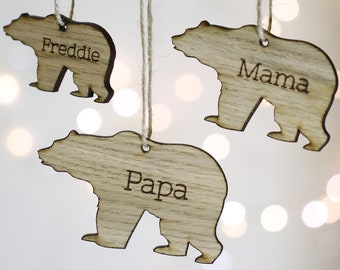 Papa Bear Christmas Decoration | Mama Bear Christmas Decoration| Set of Bear Christmas Decorations | Wooden Christmas Decoration |