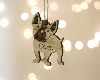 French Bulldog Christmas Decoration | Wooden French Bulldog Decoration| Wooden Christmas Decoration | Dog Breed Christmas Decoration |