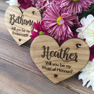 Willst du meine Brautjungfer, Trauzeugin, Blumenmädchen sein Herz aus Holz Bild 4