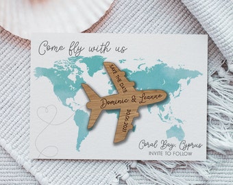 Save the Date Magnet, Wooden Magnet Save the Date, Plane Save the Date, Wooden Save The Dates, Destination Save The Date, Plane01