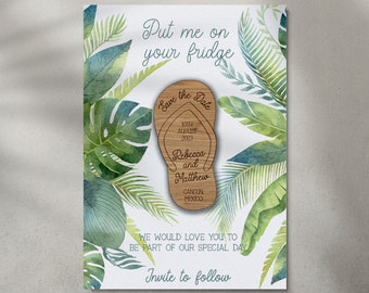 Wooden Magnet Save the Date, Magnet Save the Date, Wooden Save the Date, Flipflop Save the Date, Abroad Wedding, Beach Wedding, Flipflop 01